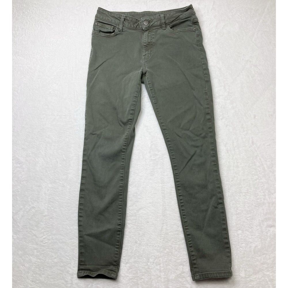 M1858 Jeans Womens 6/28 Green Olive Skinny Stretch Mid Rise Ankle Crop Neutral‎